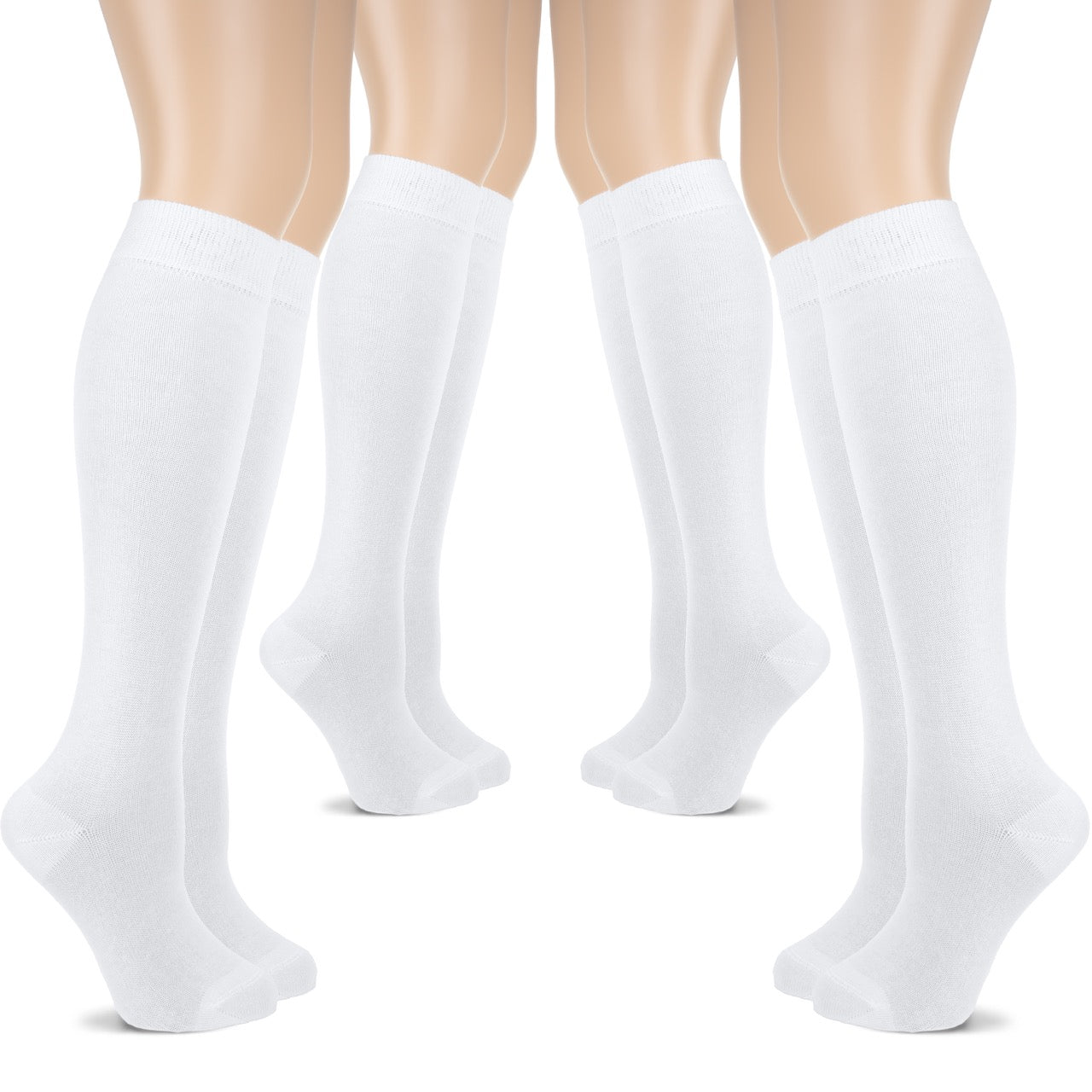 Women's Cotton Knee-High Dress Socks,Moisture Wicking, Breathable, 4 Pairs