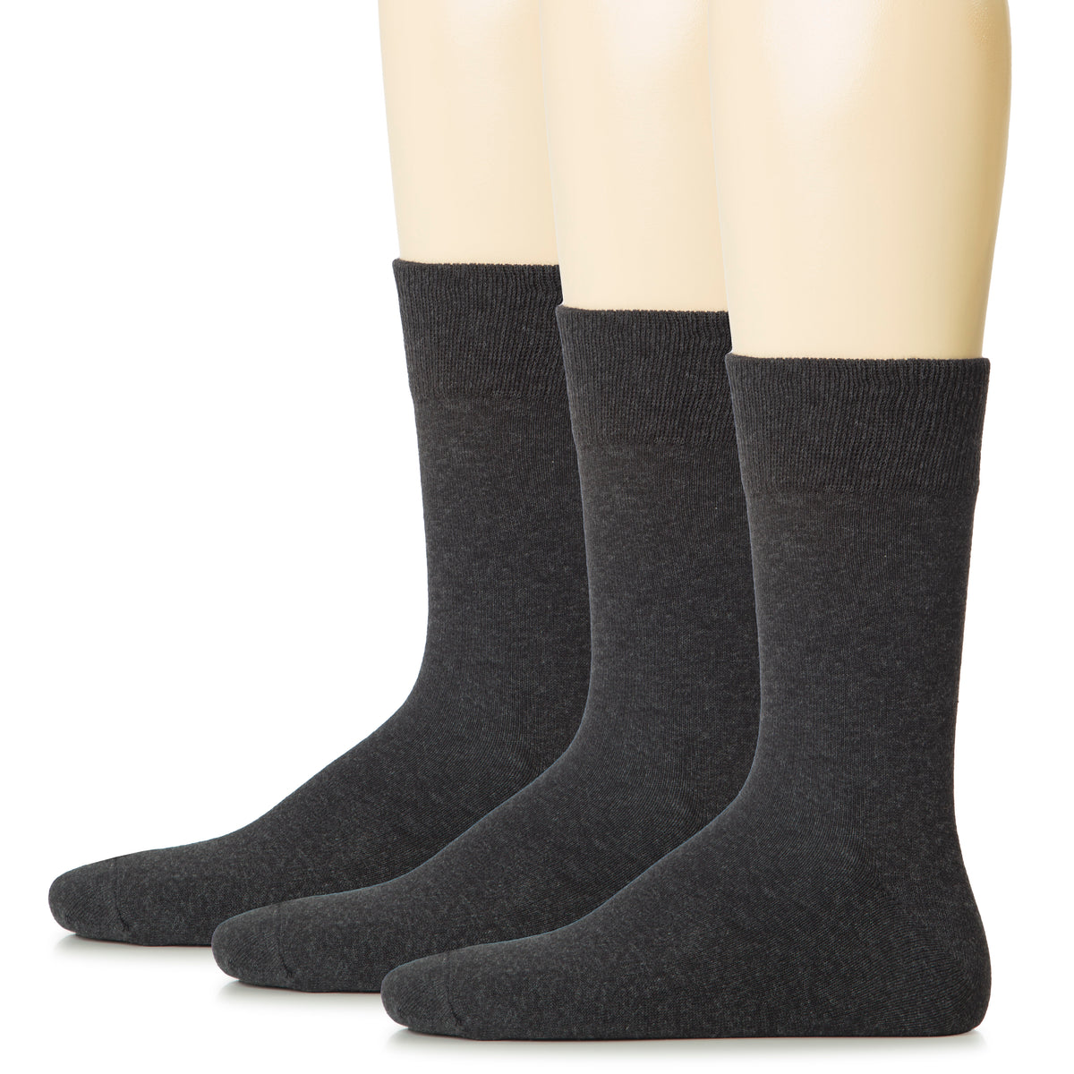 Hugh Ugoli Men Cotton Dress Socks XL / L / M / S Sizes, 3 Pairs | Shoe Size: 8-10 | Charcoal