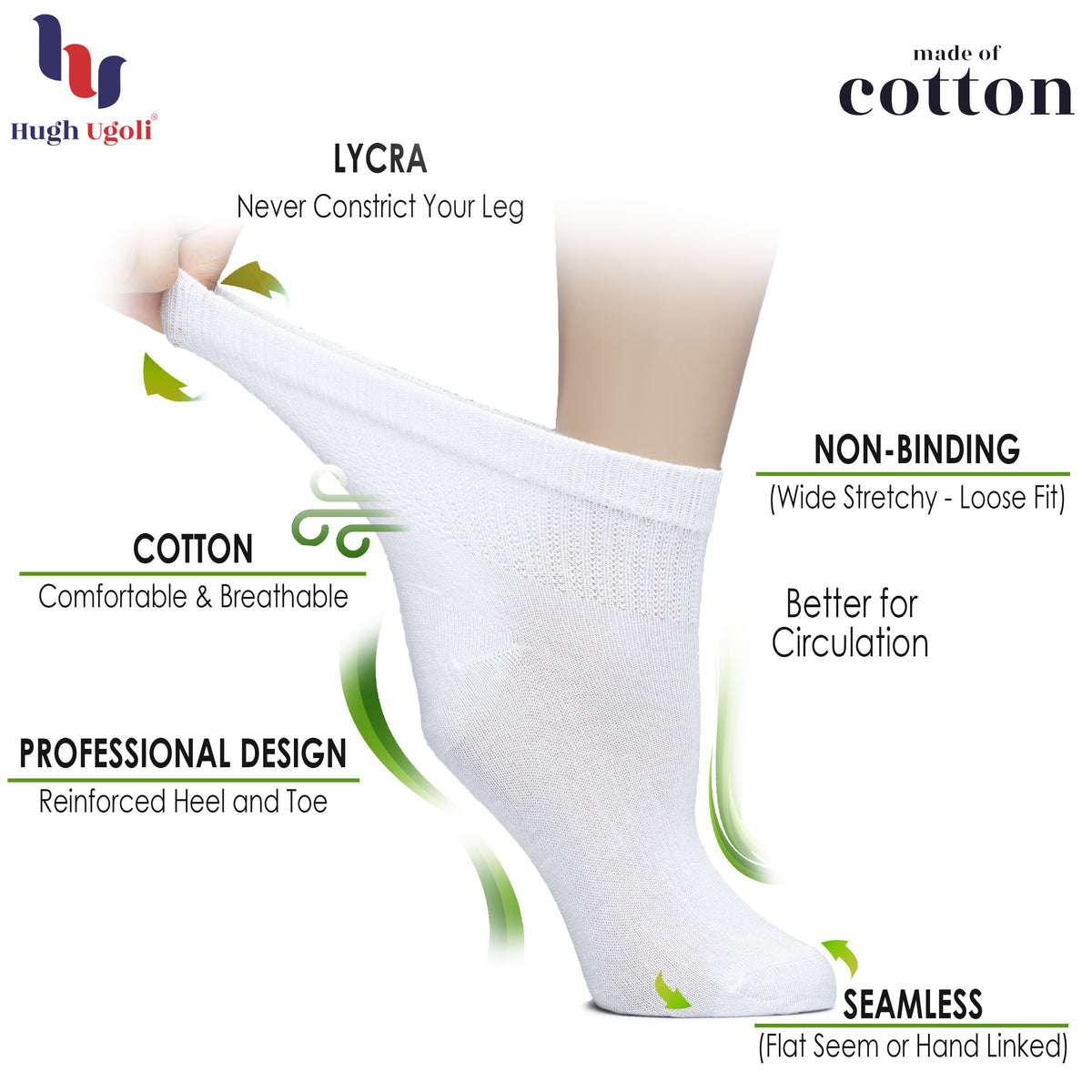 Women's Cotton Diabetic Ankle Socks for Daily Comfort, 4 Pairs