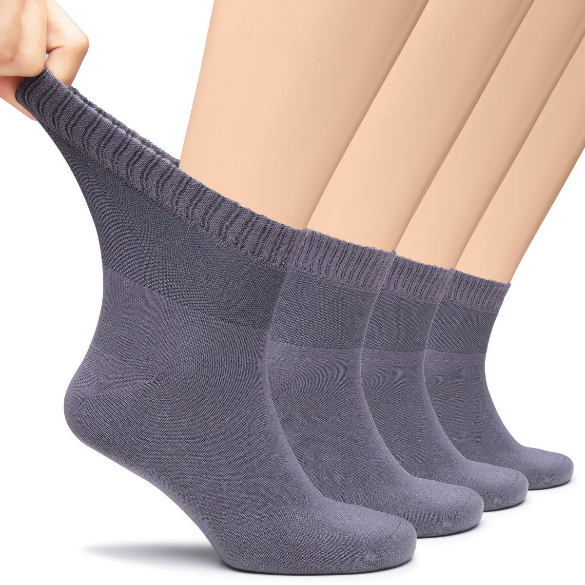 Hugh Ugoli Lightweight Men's Diabetic Ankle Socks Bamboo Thin Socks Seamless Toe and Non-Binding Top, 4 Pairs, Shoe Size 8-11/11-13 | Shoe Size: 11-13 | Dark Brown