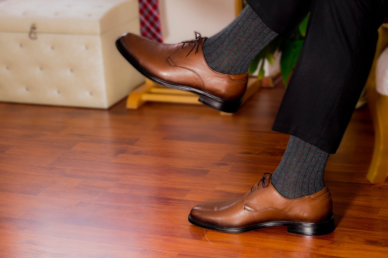 Fancy Cotton Dress Crew Socks For Mens With Gift Box, 6 Pairs