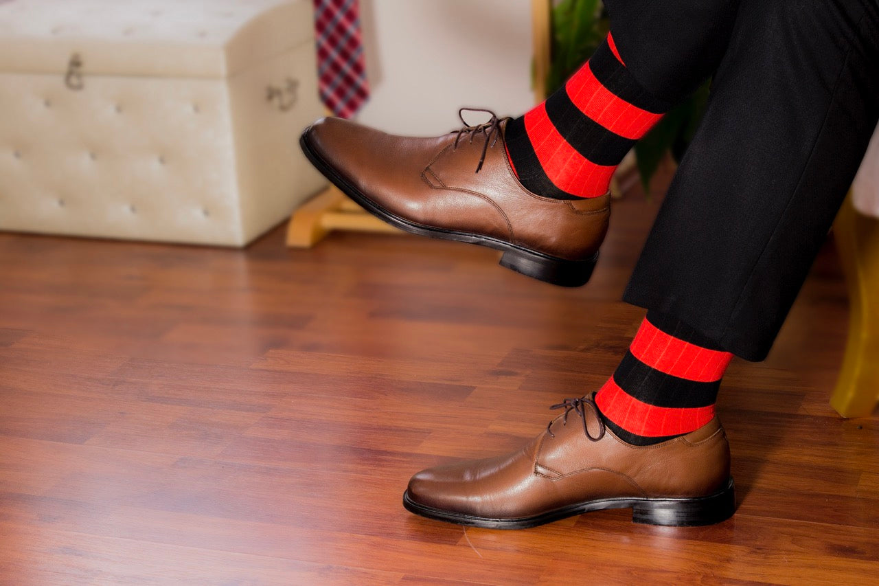 Fancy Cotton Dress Crew Socks For Mens With Gift Box, 6 Pairs