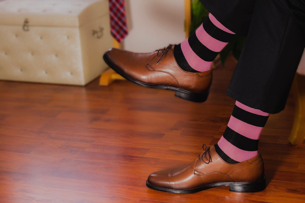 Fancy Cotton Dress Crew Socks For Mens With Gift Box, 6 Pairs