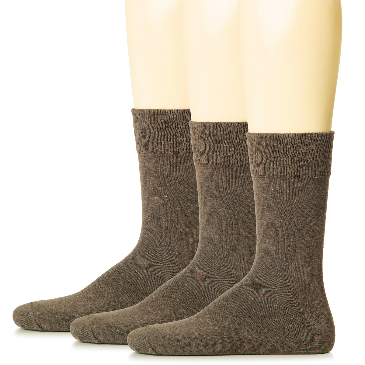 Hugh Ugoli Men Cotton Dress Socks XL / L / M / S Sizes, 3 Pairs | Shoe Size: 6-8 | Chestnut