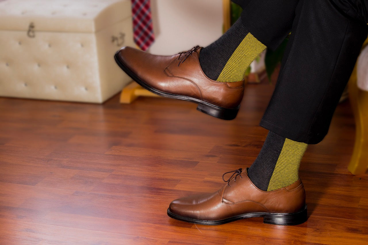 Fancy Cotton Dress Crew Socks For Mens With Gift Box, 6 Pairs