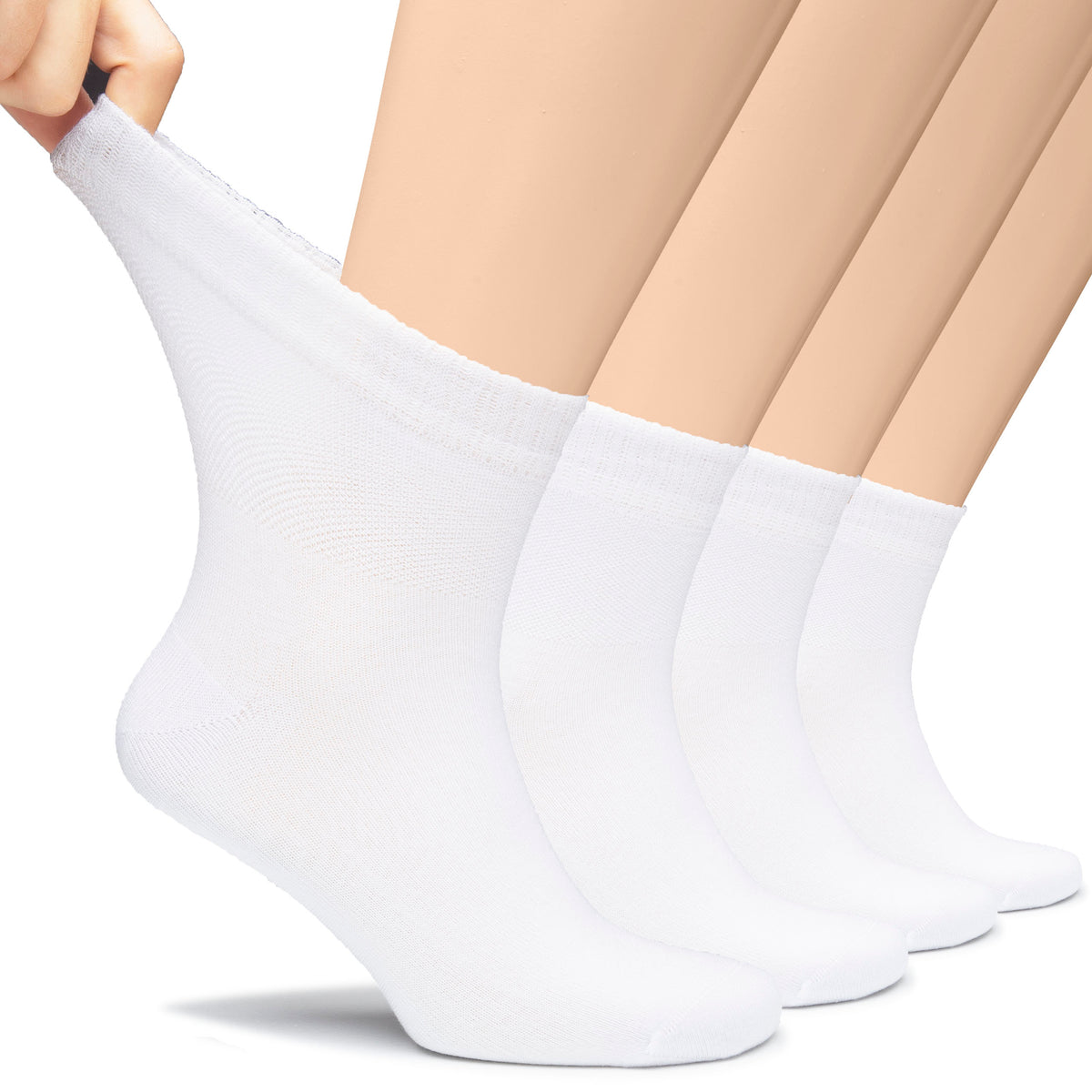 Hugh Ugoli Lightweight Men's Diabetic Ankle Socks Bamboo Thin Socks Seamless Toe and Non-Binding Top, 4 Pairs, Shoe Size 8-11/11-13 | Shoe Size: 11-13 | Navy Blue