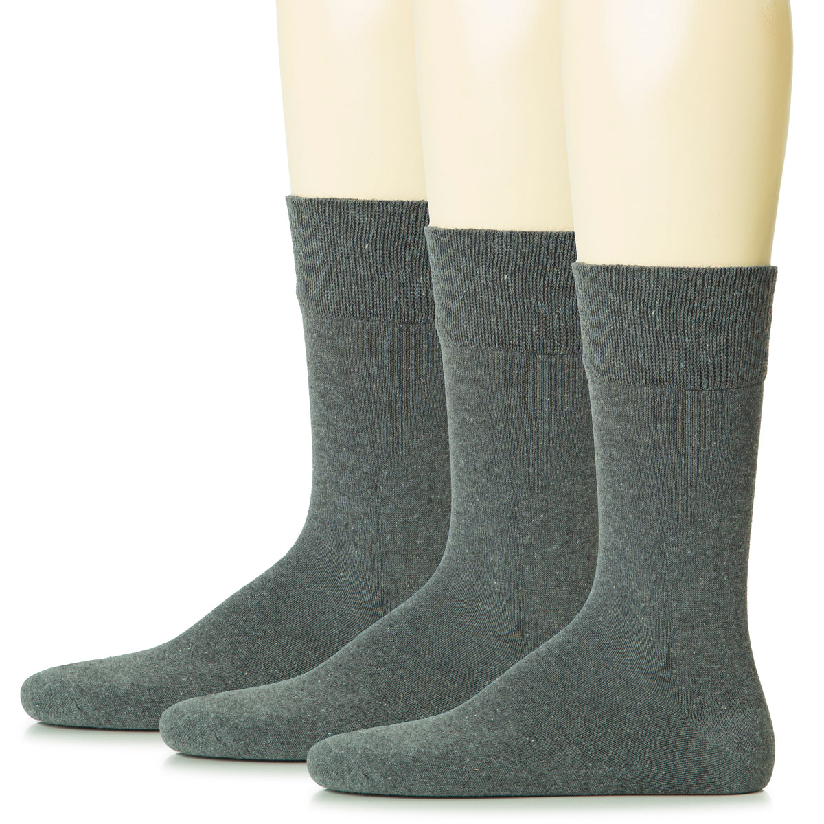 Hugh Ugoli Men Cotton Dress Socks XL / L / M / S Sizes, 3 Pairs | Shoe Size: 13-15 | Dark Gray