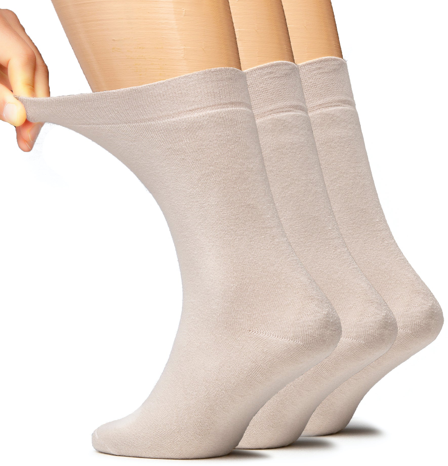 A trio of men's socks, each displaying a single ankle, made from soft cotton and fully cushioned for comfort.
