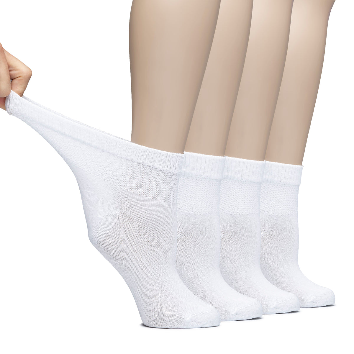Hugh Ugoli Lightweight Women's Diabetic Ankle Socks Bamboo Thin Socks Seamless Toe and Non-Binding Top, 4 Pairs, , Shoe Size: 6-9/10-12 | Shoe Size: 6-9 | Yellow