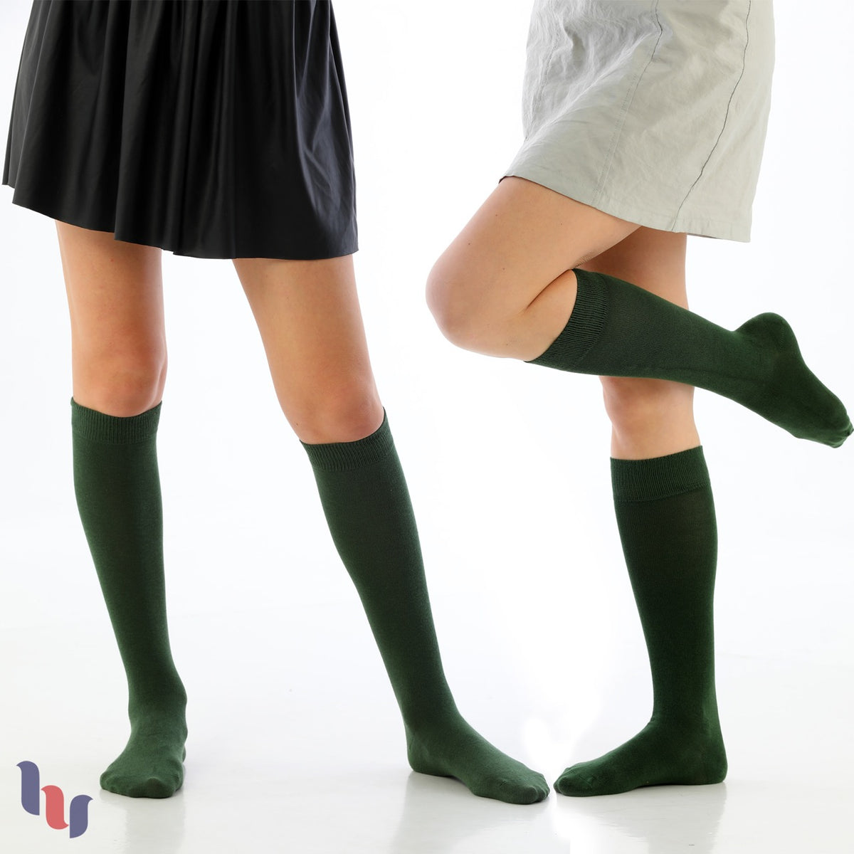Women's Knee-High Cotton Dress Plain Socks, 4 Pairs