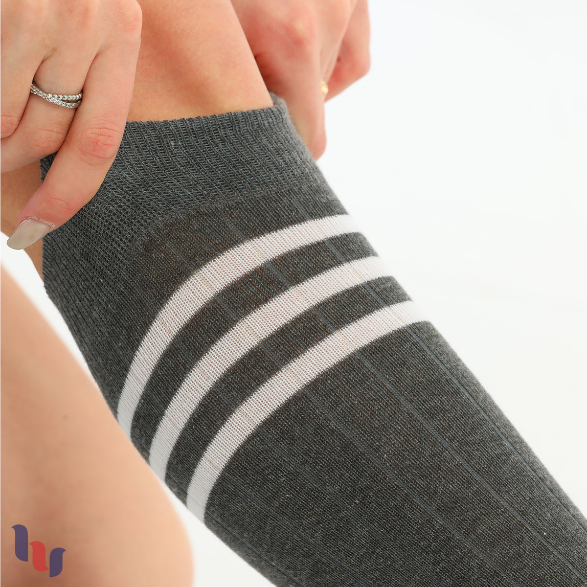 Women's Striped Cotton Dress Knee-High Socks, 4 Pairs