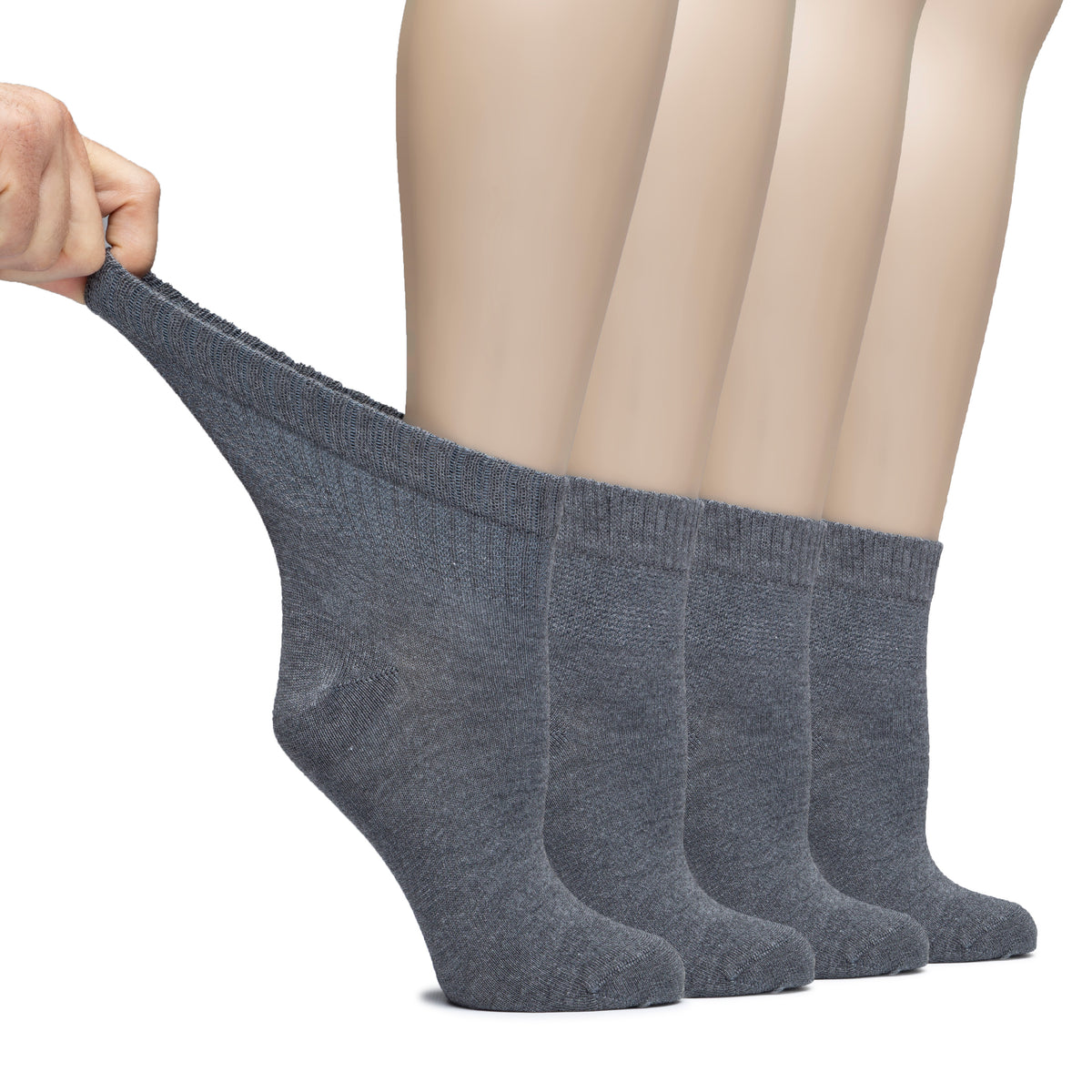 Hugh Ugoli Lightweight Women's Diabetic Ankle Socks Bamboo Thin Socks Seamless Toe and Non-Binding Top, 4 Pairs, , Shoe Size: 6-9/10-12 | Shoe Size: 6-9 | Navy Blue
