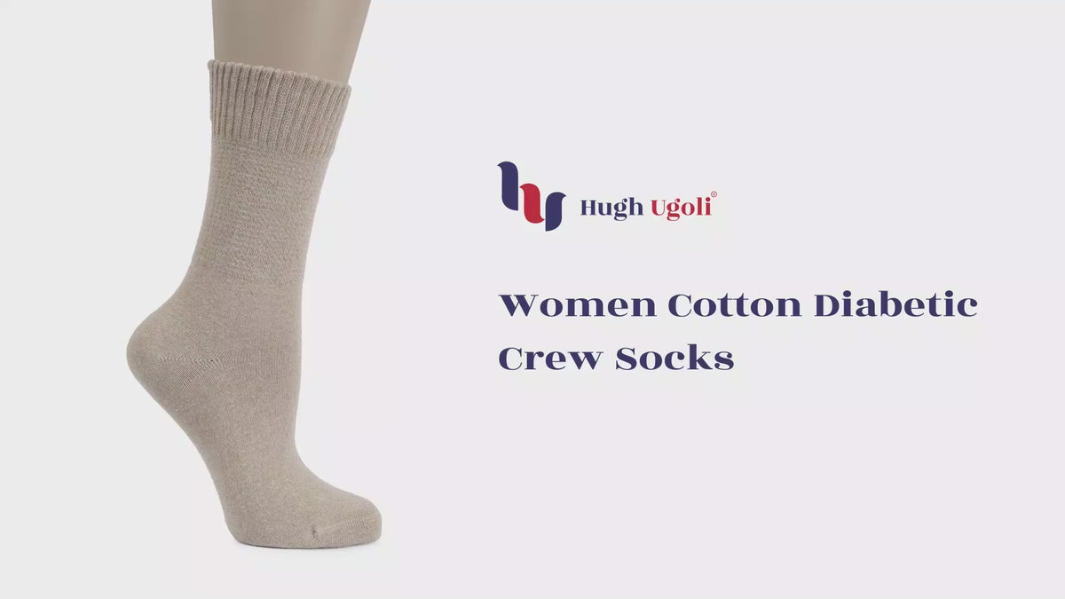 Women's Diabetic Thin Cotton Crew Socks - Hugh Ugoli