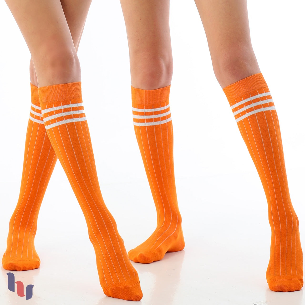 Women's Striped Cotton Dress Knee-High Socks, 4 Pairs