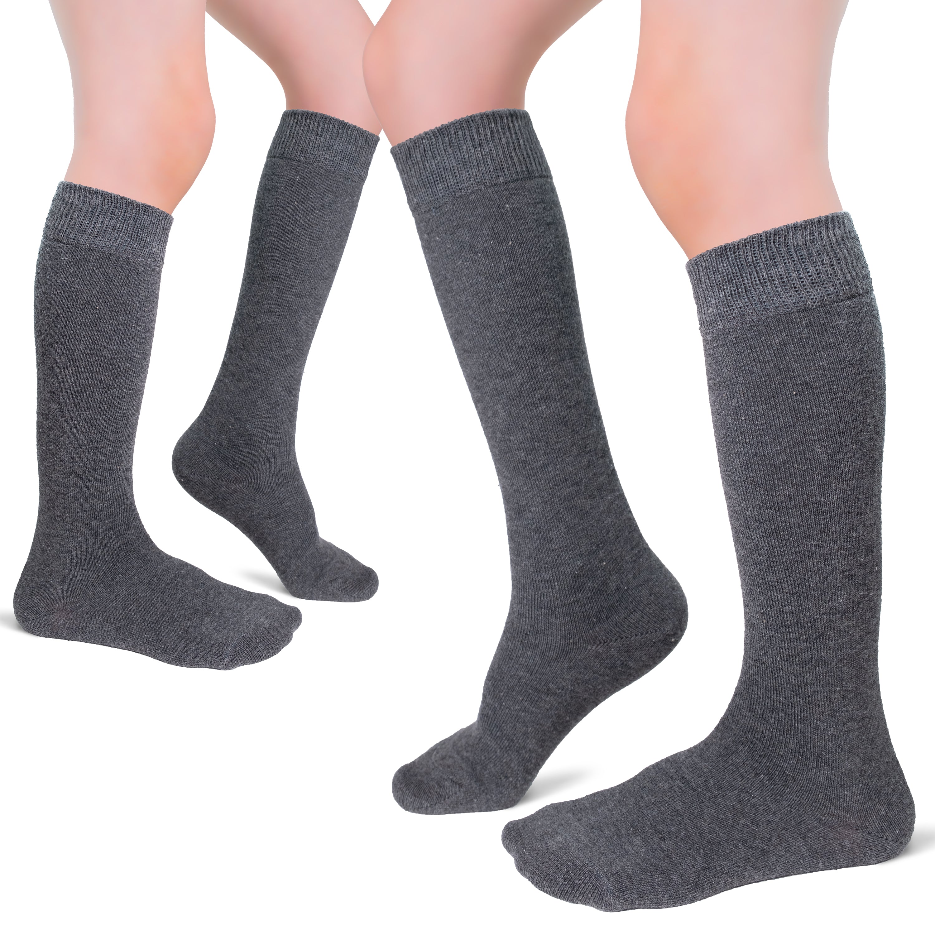 Kids' Plain Cotton Dress Knee-High Socks, 4 Pairs