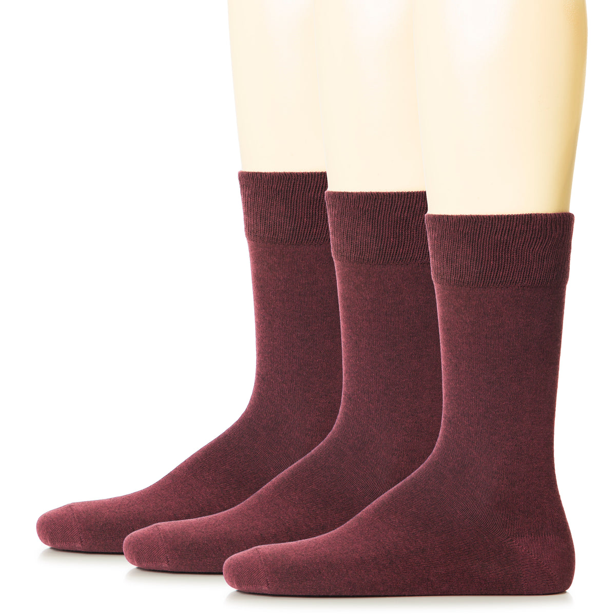Hugh Ugoli Men Cotton Dress Socks XL / L / M / S Sizes, 3 Pairs | Shoe Size: 8-10 | Burgundy