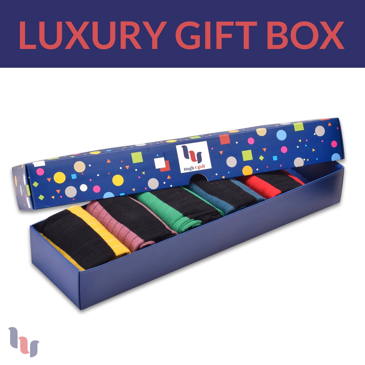 Fancy Cotton Dress Crew Socks For Mens With Gift Box, 6 Pairs