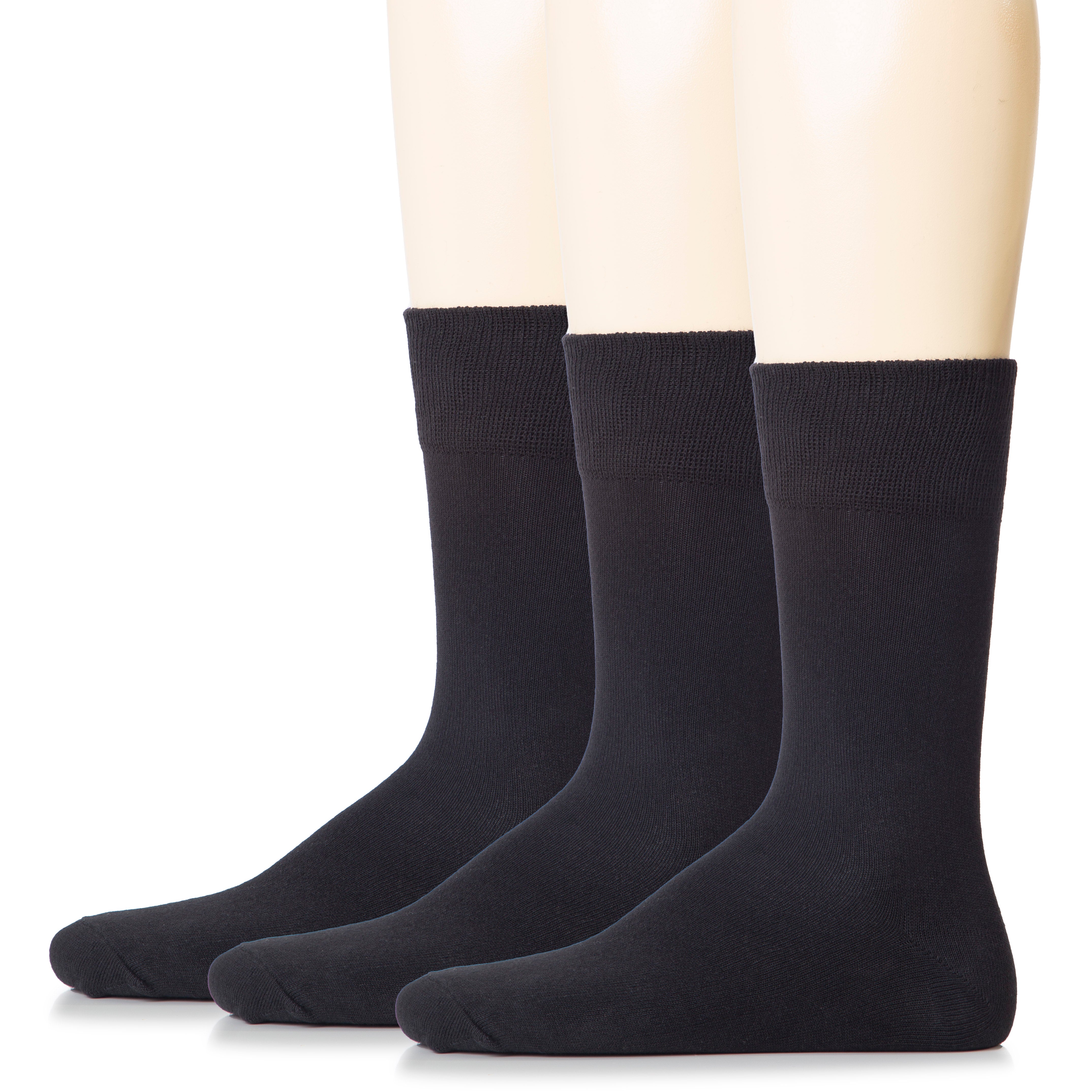 Hugh Ugoli Men Cotton Dress Socks XL / L / M / S Sizes, 3 Pairs | Shoe Size: 8-10 | Black