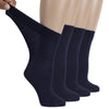 This image depicts four Women's Diabetic Cotton Crew Socks, with one leg in the air, designed to provide comfort and support for those with diabetes.