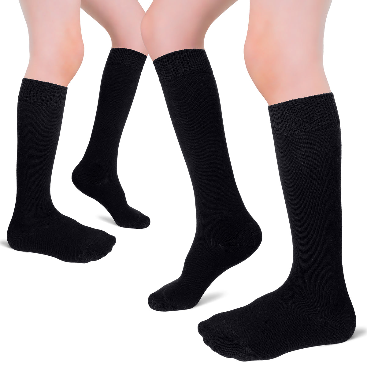 This image depicts a pair of kids' cotton knee-high socks. The socks are made of soft, breathable cotton and come in a variety of colors.