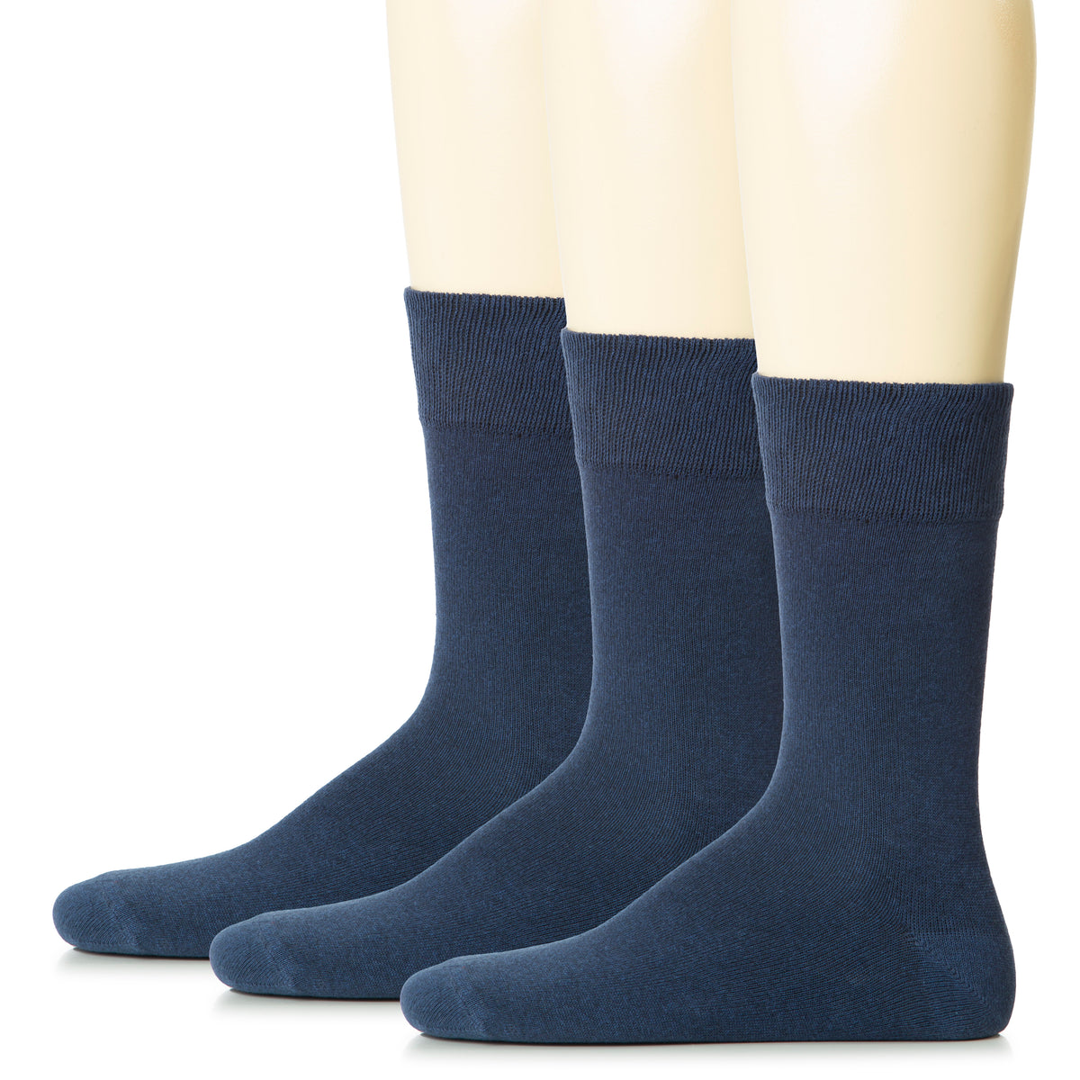 Hugh Ugoli Men Cotton Dress Socks XL / L / M / S Sizes, 3 Pairs | Shoe Size: 13-15 | Navy Blue