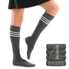 Women's Striped Cotton Dress Knee-High Socks, 4 Pairs