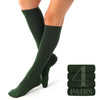 Women's Cotton Knee-High Dress Socks,Moisture Wicking, Breathable, 4 Pairs