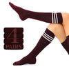 Women's Striped Cotton Dress Knee-High Socks, 4 Pairs