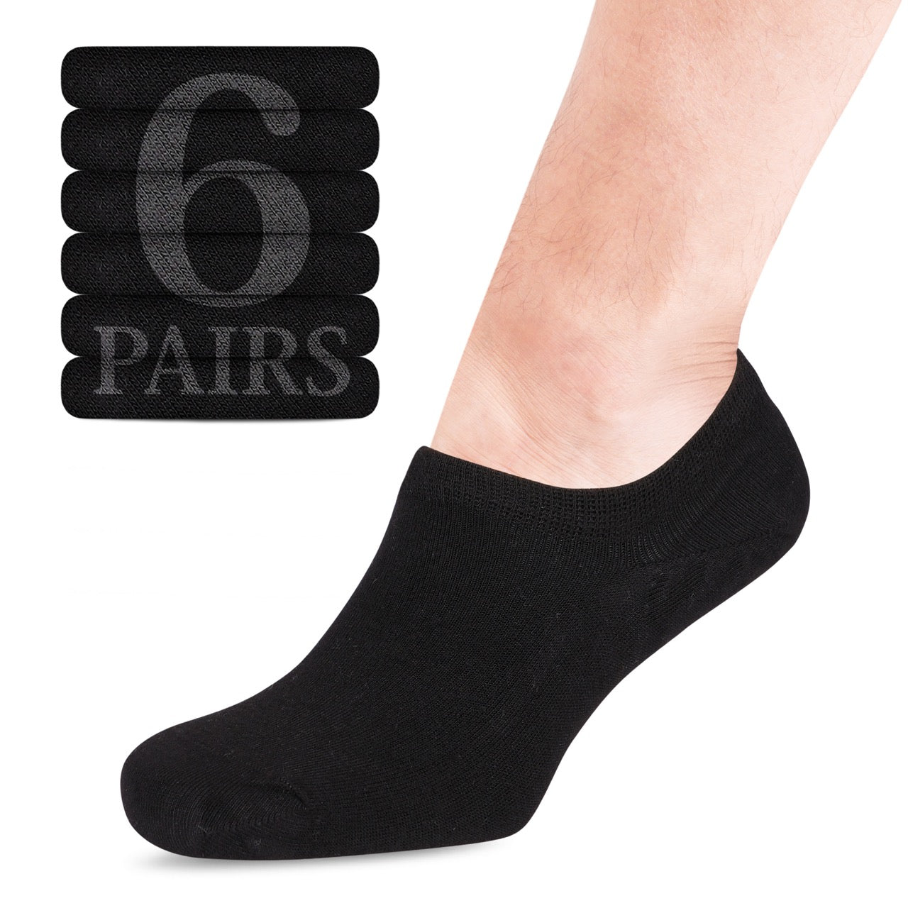 Non-Slip Men's Bamboo No-Show Socks (Only Size 11-13), 6 Pairs