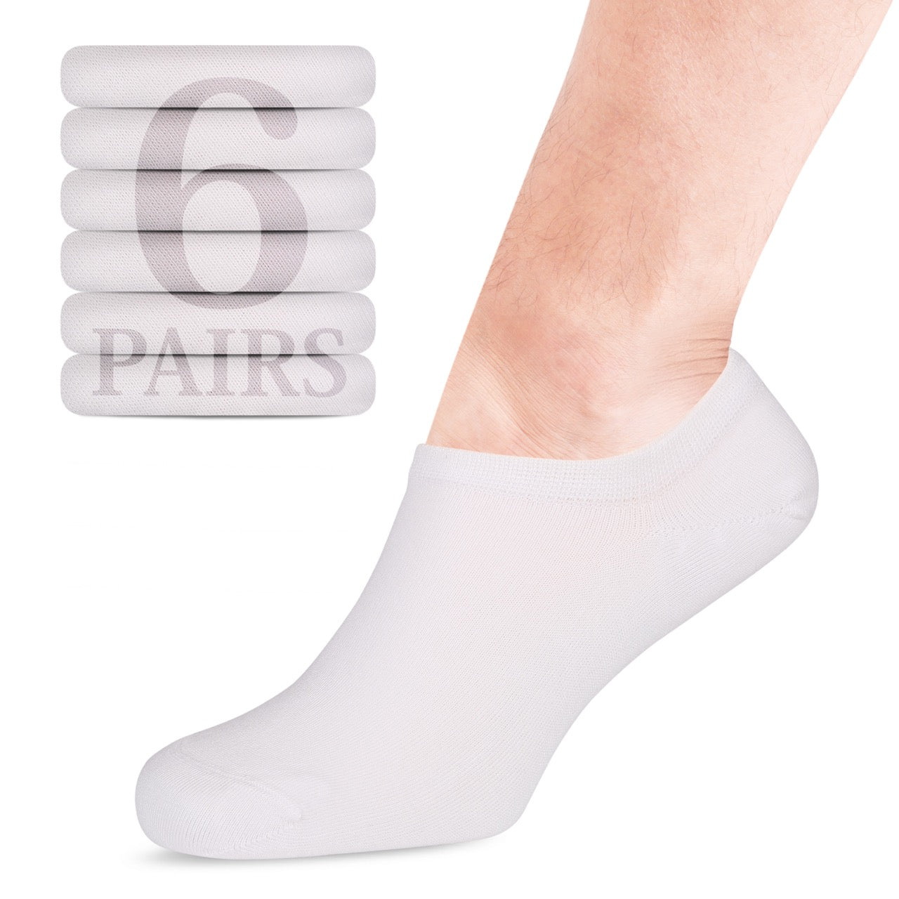 Non-Slip Men's Bamboo No-Show Socks (Only Size 11-13), 6 Pairs