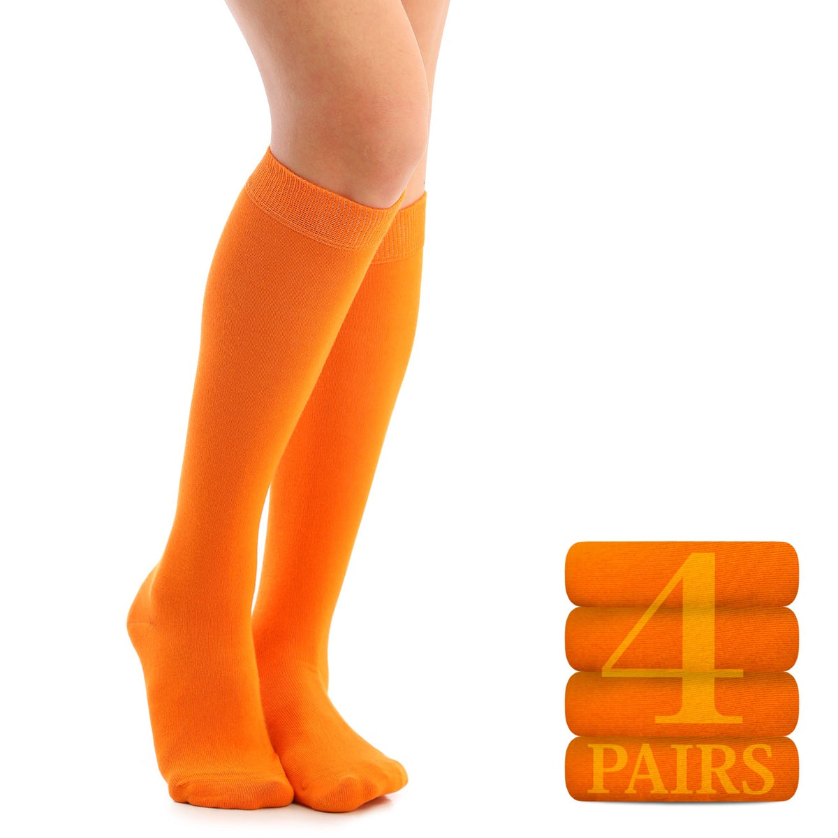 Women's Knee-High Cotton Dress Plain Socks (4 Pairs) Navy Blue / Burgundy / Shoe Size: 8-11