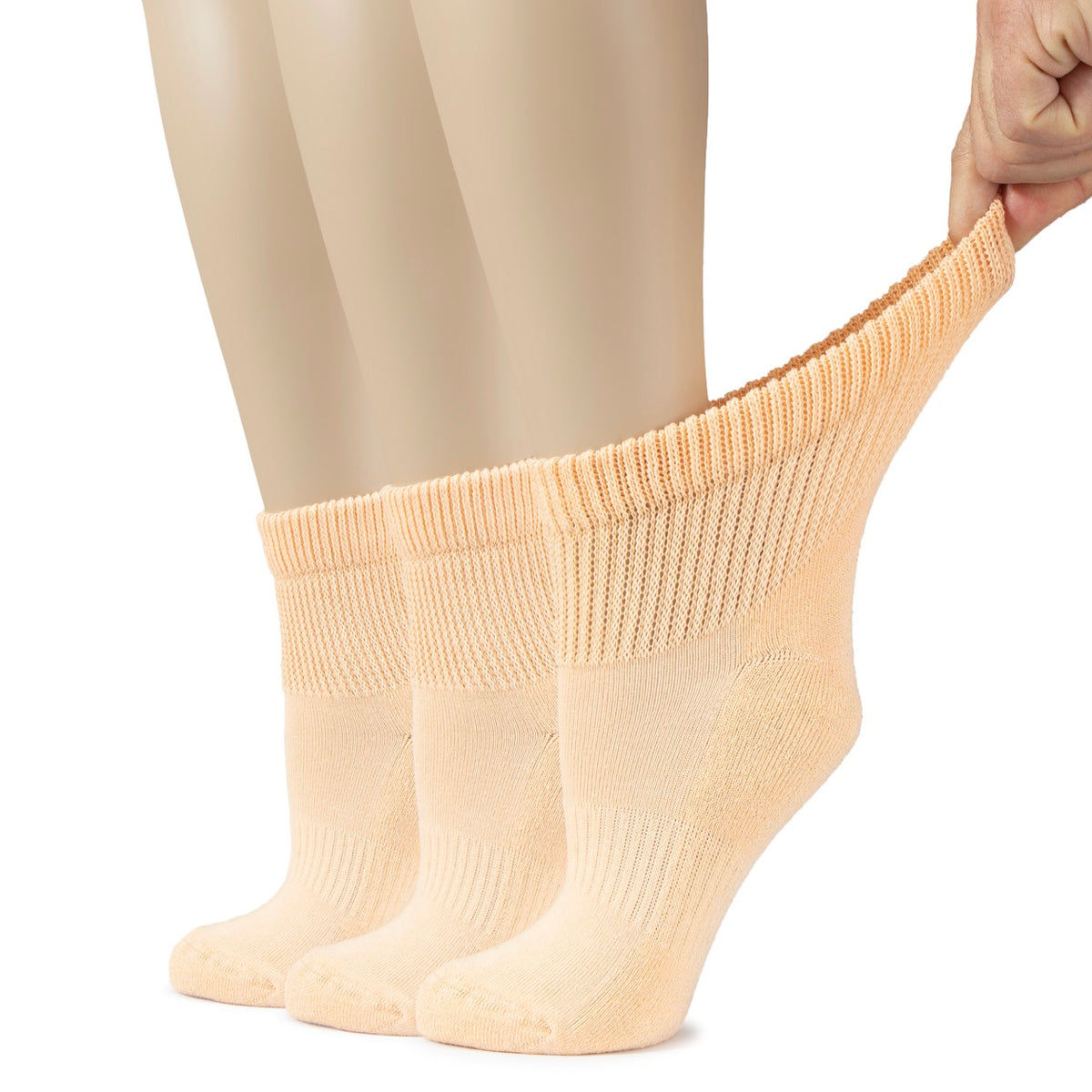 Women's Semi-Cushion Cotton Diabetic Ankle Socks, 3 Pairs