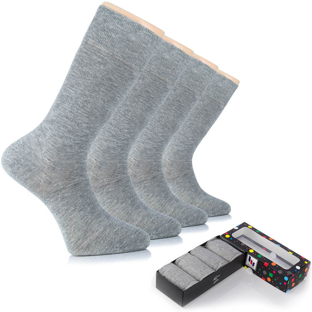Light grey Hugh Ugoli men’s bamboo socks offering breathable comfort, seamless toe, and all-day freshness.