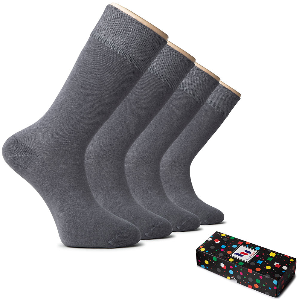 hese bamboo dress socks feature colorful dots and come in three pairs for men.