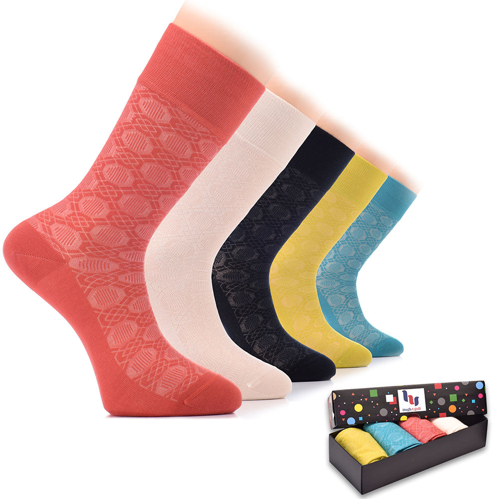 This image showcases a bamboo dress paired with funky socks. The dress features a unique design and the socks add a playful touch to the outfit.