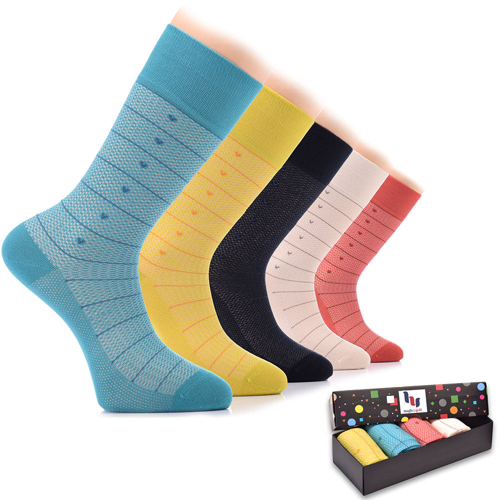 This image showcases a bamboo dress paired with funky socks. The dress features a unique design and the socks add a playful touch to the outfit.