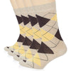 These Colorful Cotton Socks feature a classic argyle pattern in yellow and black, perfect for any formal occasion.