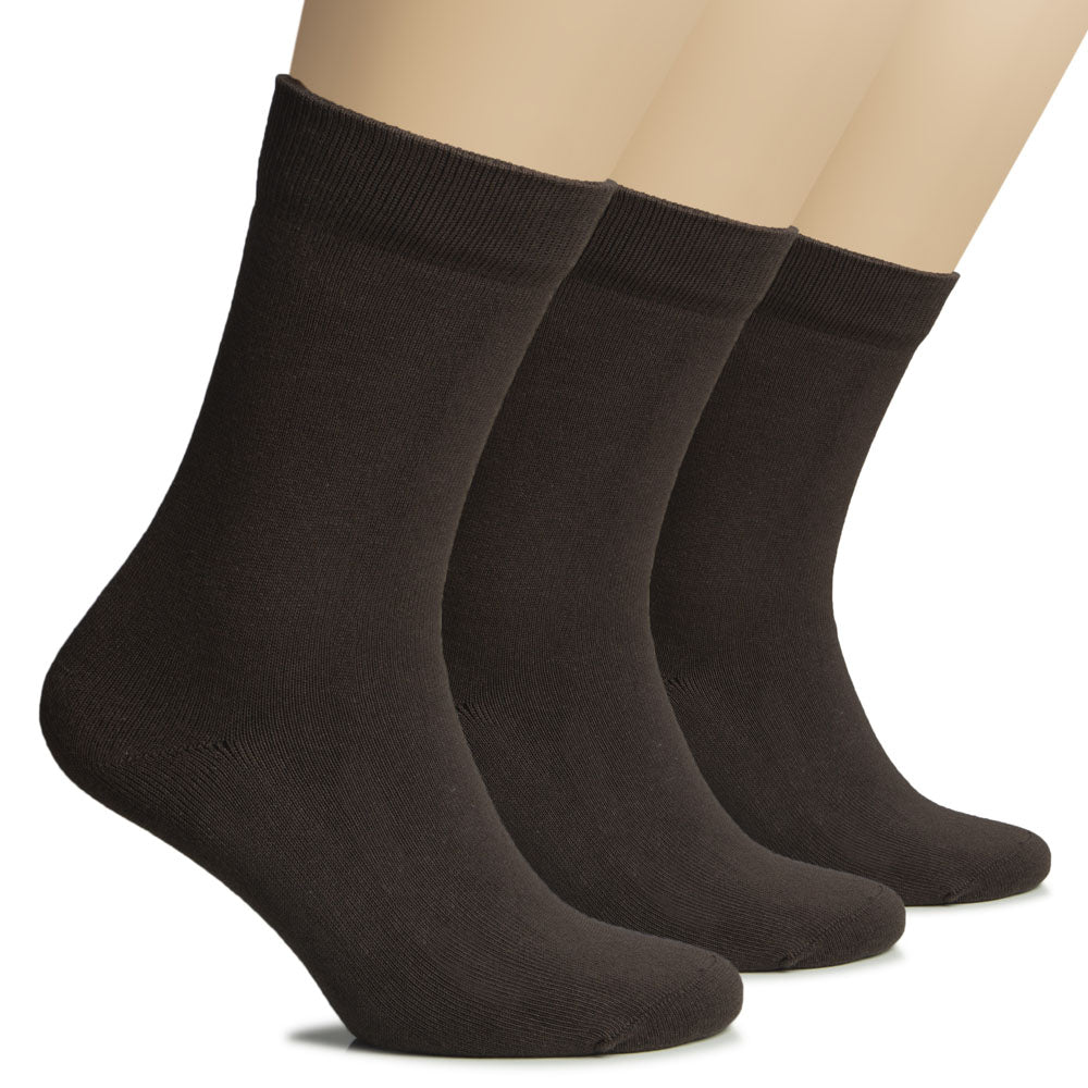Dark brown Hugh Ugoli women’s thick cotton socks, ideal for cozy winter warmth and everyday wear.