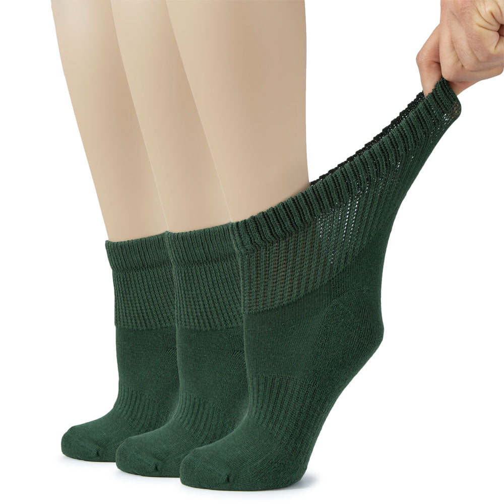 Women's Semi-Cushion Cotton Diabetic Ankle Socks, 3 Pairs