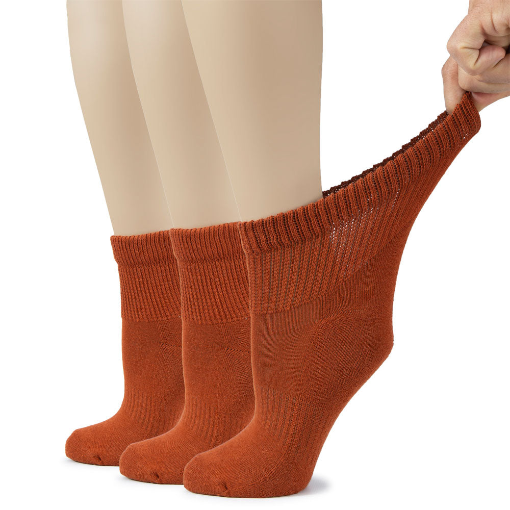 Women's Semi-Cushion Cotton Diabetic Ankle Socks, 3 Pairs