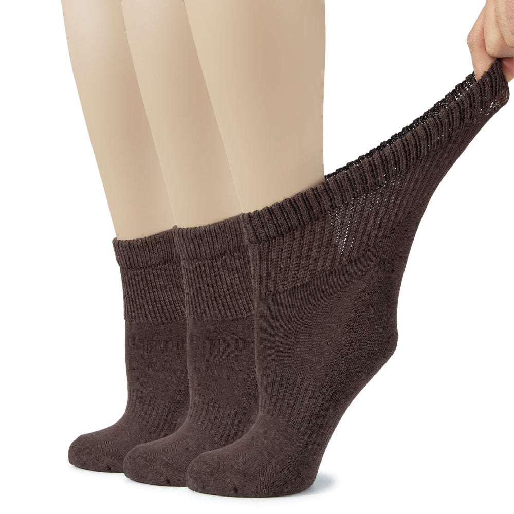 Women's Semi-Cushion Cotton Diabetic Ankle Socks, 3 Pairs