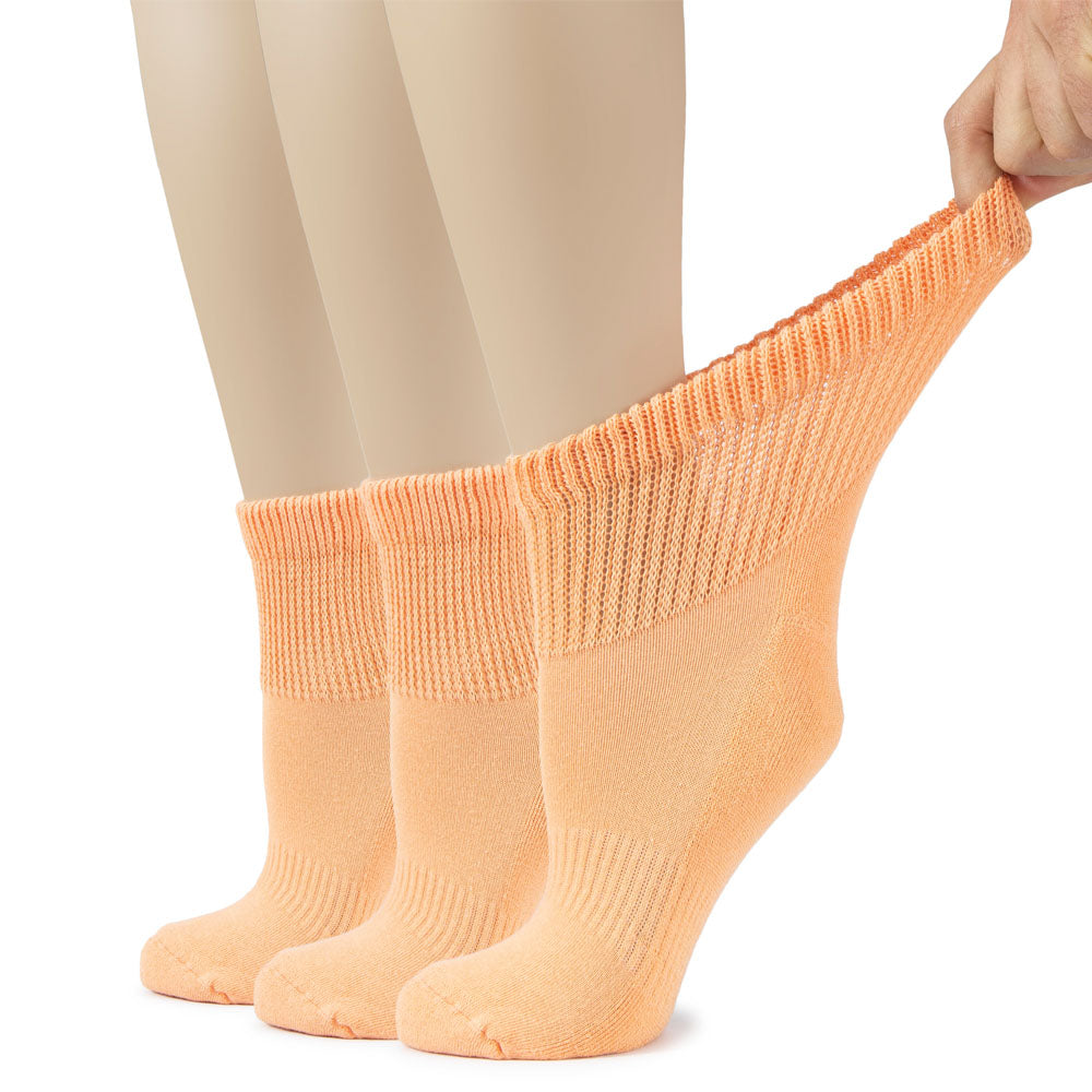 Women's Semi-Cushion Cotton Diabetic Ankle Socks, 3 Pairs