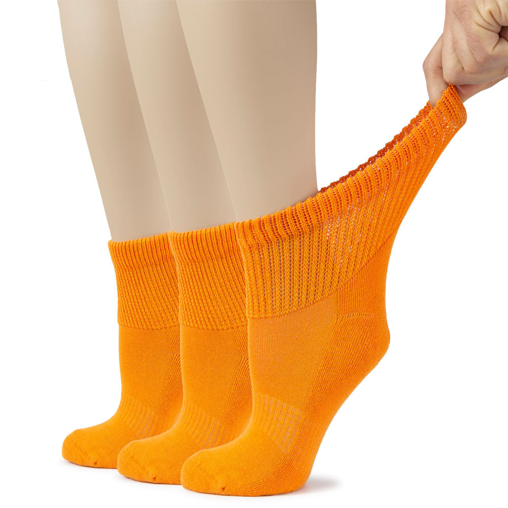 Women's Semi-Cushion Cotton Diabetic Ankle Socks, 3 Pairs