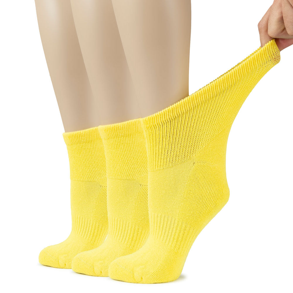 Women's Semi-Cushion Cotton Diabetic Ankle Socks, 3 Pairs