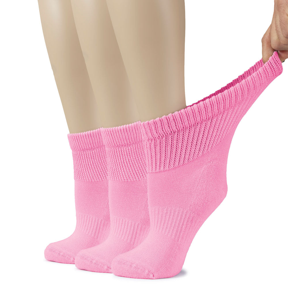 Women's Semi-Cushion Cotton Diabetic Ankle Socks, 3 Pairs