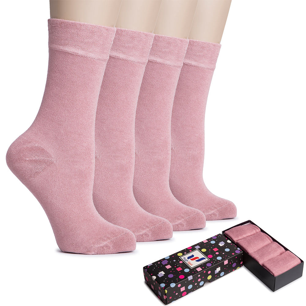 Rose cloud women’s bamboo crew socks by Hugh Ugoli, naturally antibacterial, soft, and stylish.