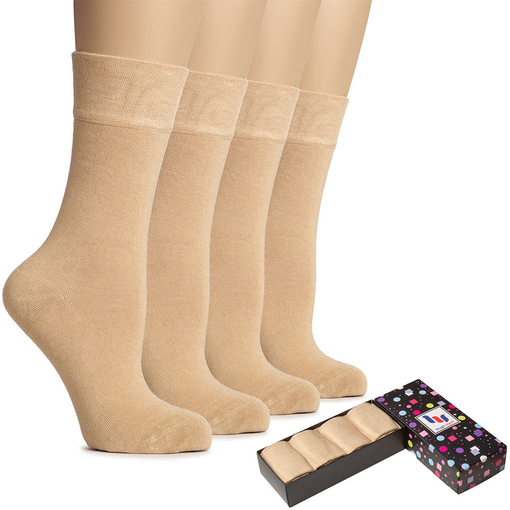 Women's Dress Crew Bamboo Business Socks (4 Pairs) – Hugh Ugoli Socks