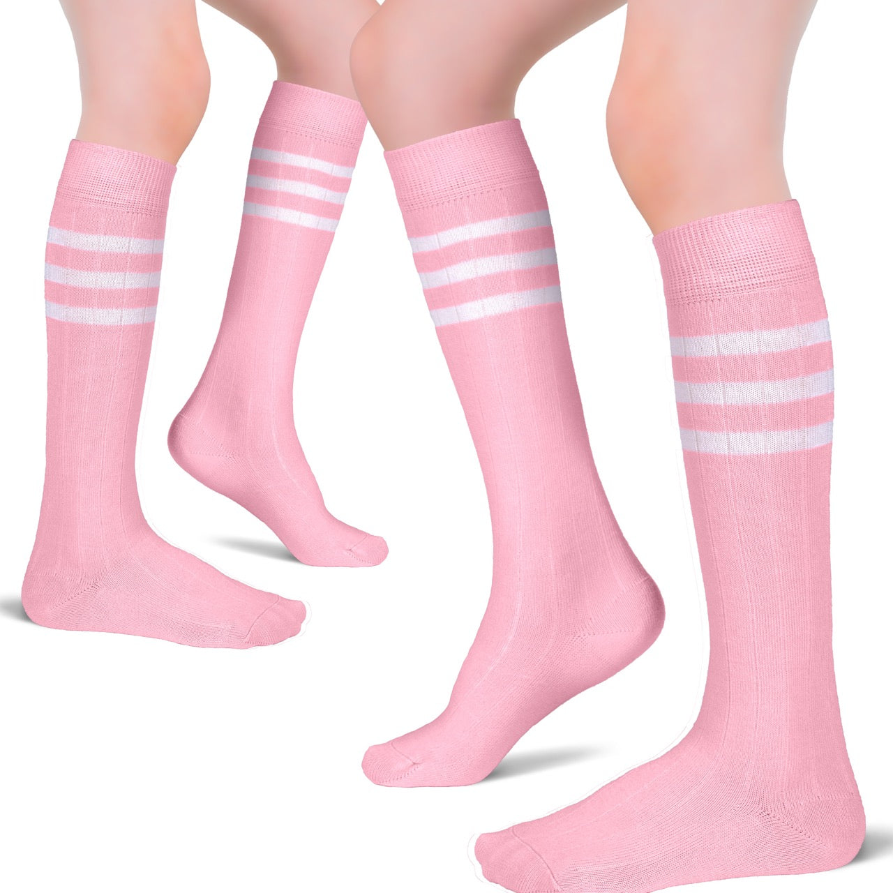 Striped Cotton Kids' Knee-High Dress Socks, 4 Pairs