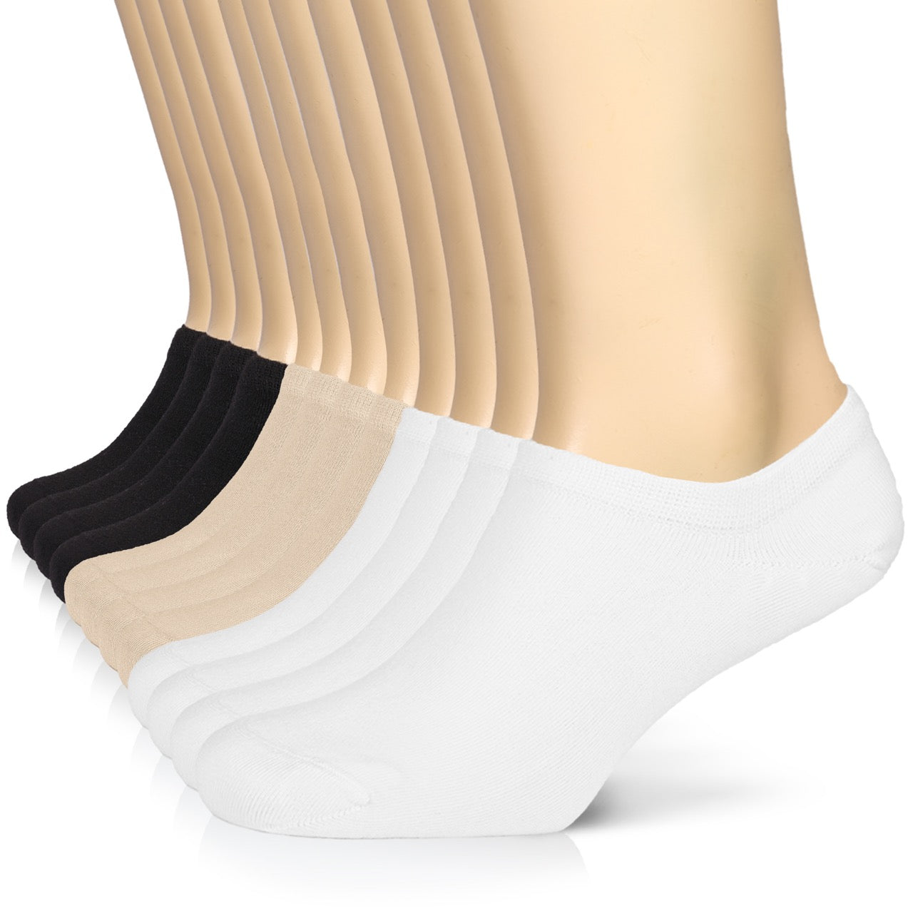 Non-Slip Men's Bamboo No-Show Socks (Only Size 11-13), 6 Pairs