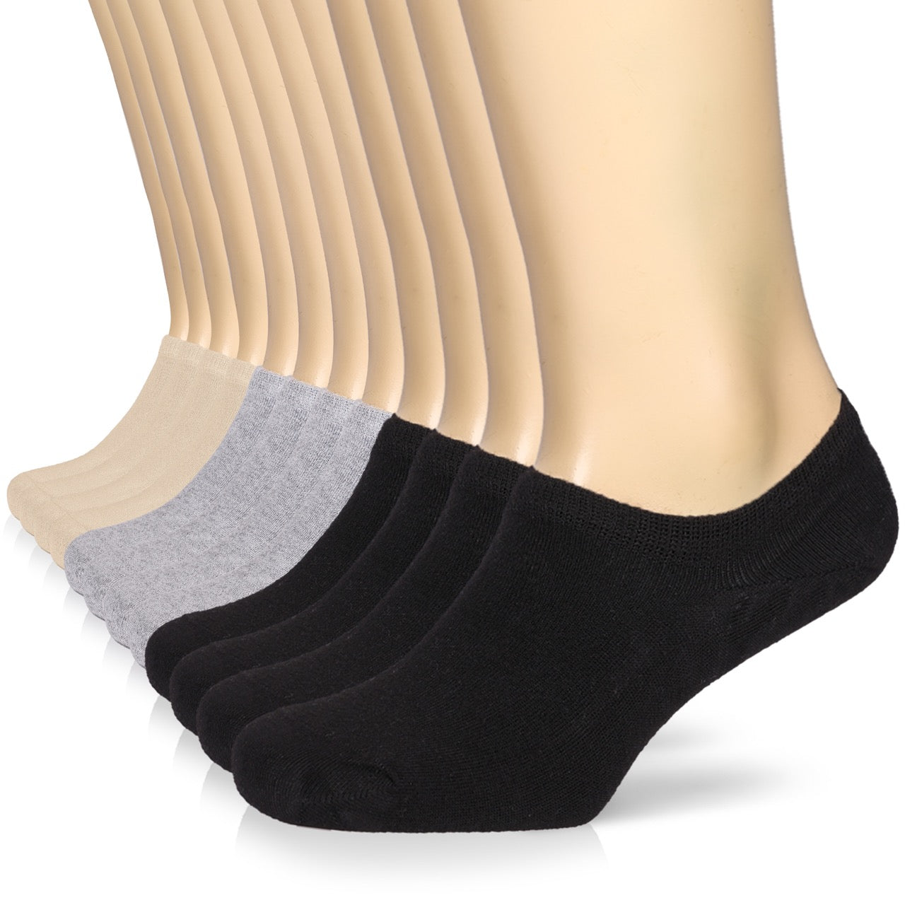 Non-Slip Men's Bamboo No-Show Socks (Only Size 11-13), 6 Pairs